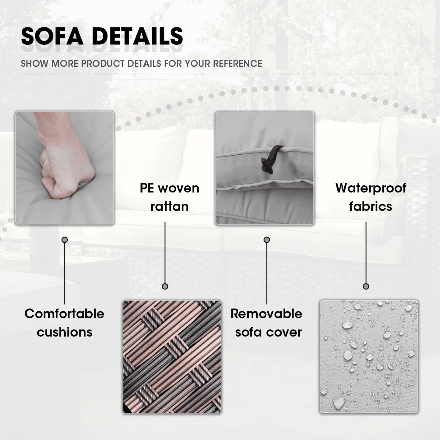 9-Piece Patio Sectional Set – Fire Pit Table