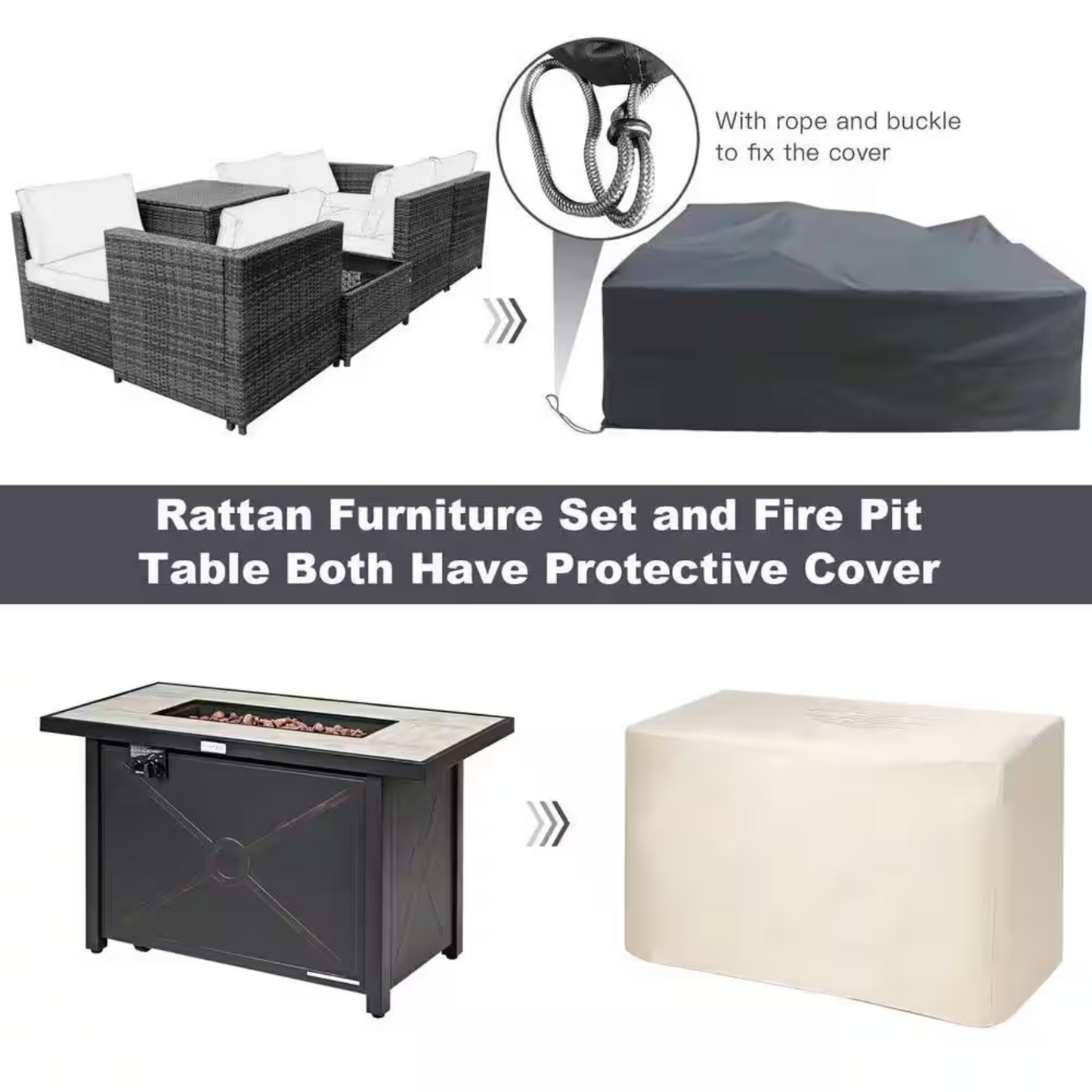 9-Piece Patio Furniture Set – Fire Pit Storage