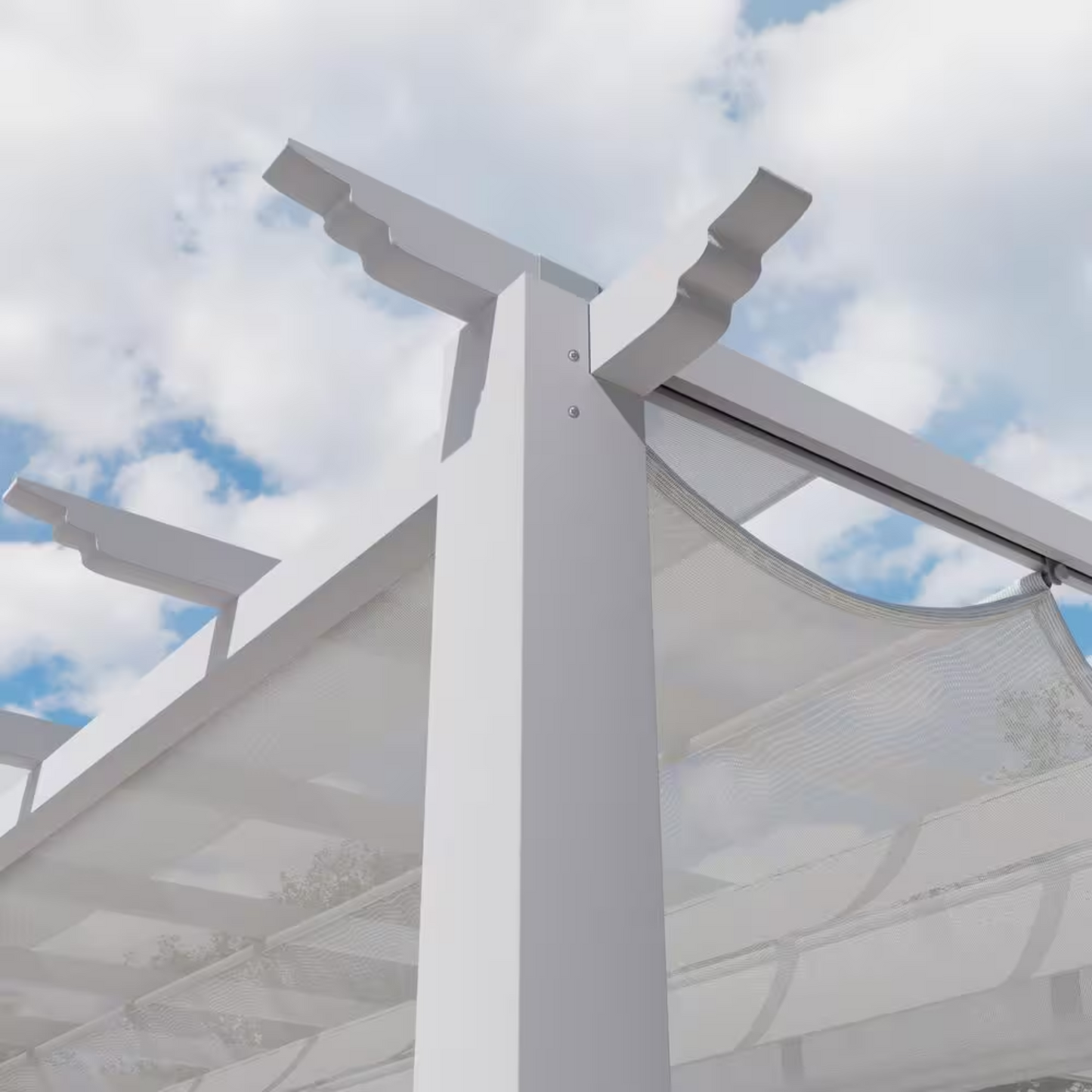 11"×11" Aluminum Pergola – White Frame with Canopy