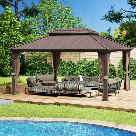 12"×16" Aluminum Hardtop Gazebo – Double Roof Design