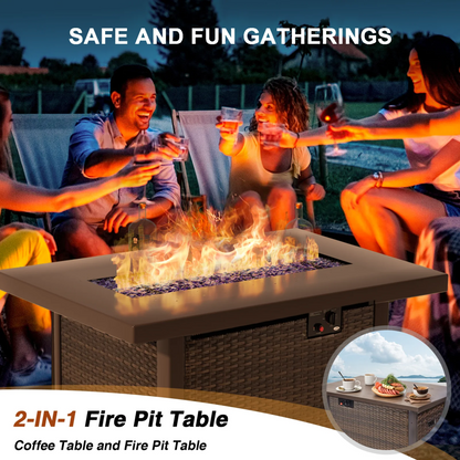 9-Piece Patio Sectional Set – Fire Pit Table
