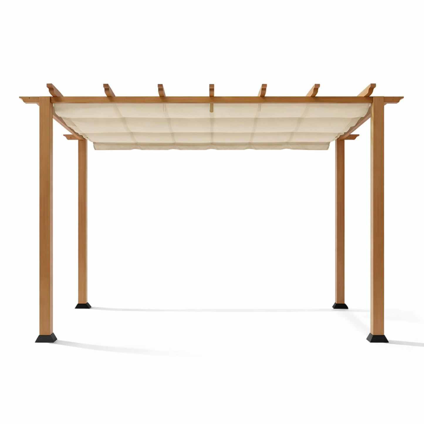 11"×11" Aluminum Pergola – Cedar Finish with Canopy