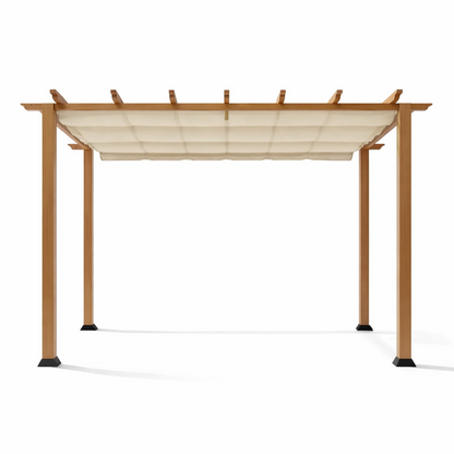 11"×11" Aluminum Pergola – Cedar Finish with Canopy