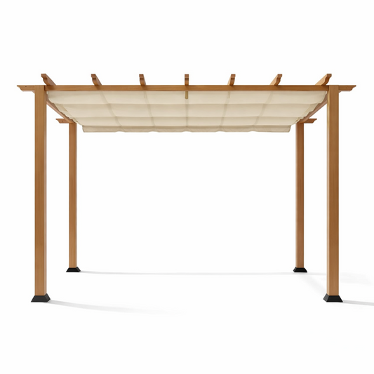 11"×11" Aluminum Pergola – Cedar Finish with Canopy