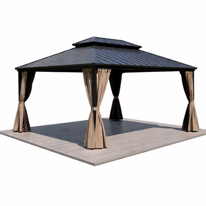 12"×16" Aluminum Hardtop Gazebo – Double Roof Design