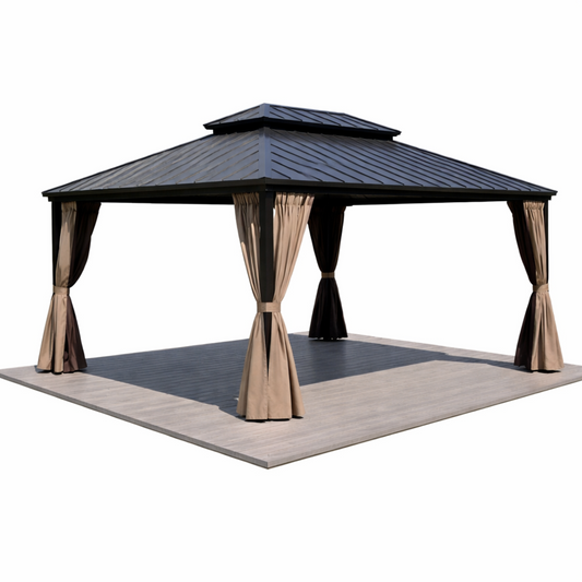 12"×16" Aluminum Hardtop Gazebo – Double Roof Design