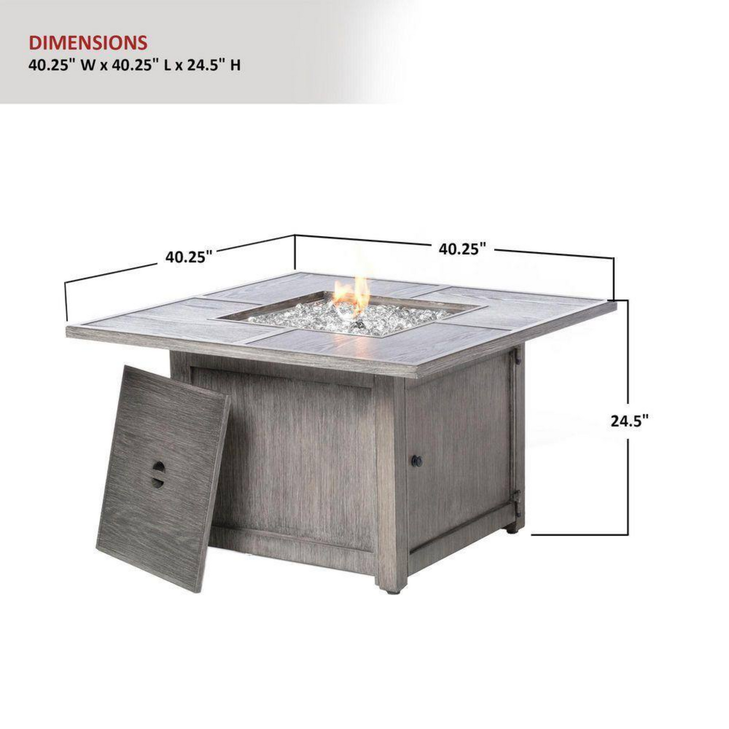 40"×25" Square Aluminum Fire Pit Table