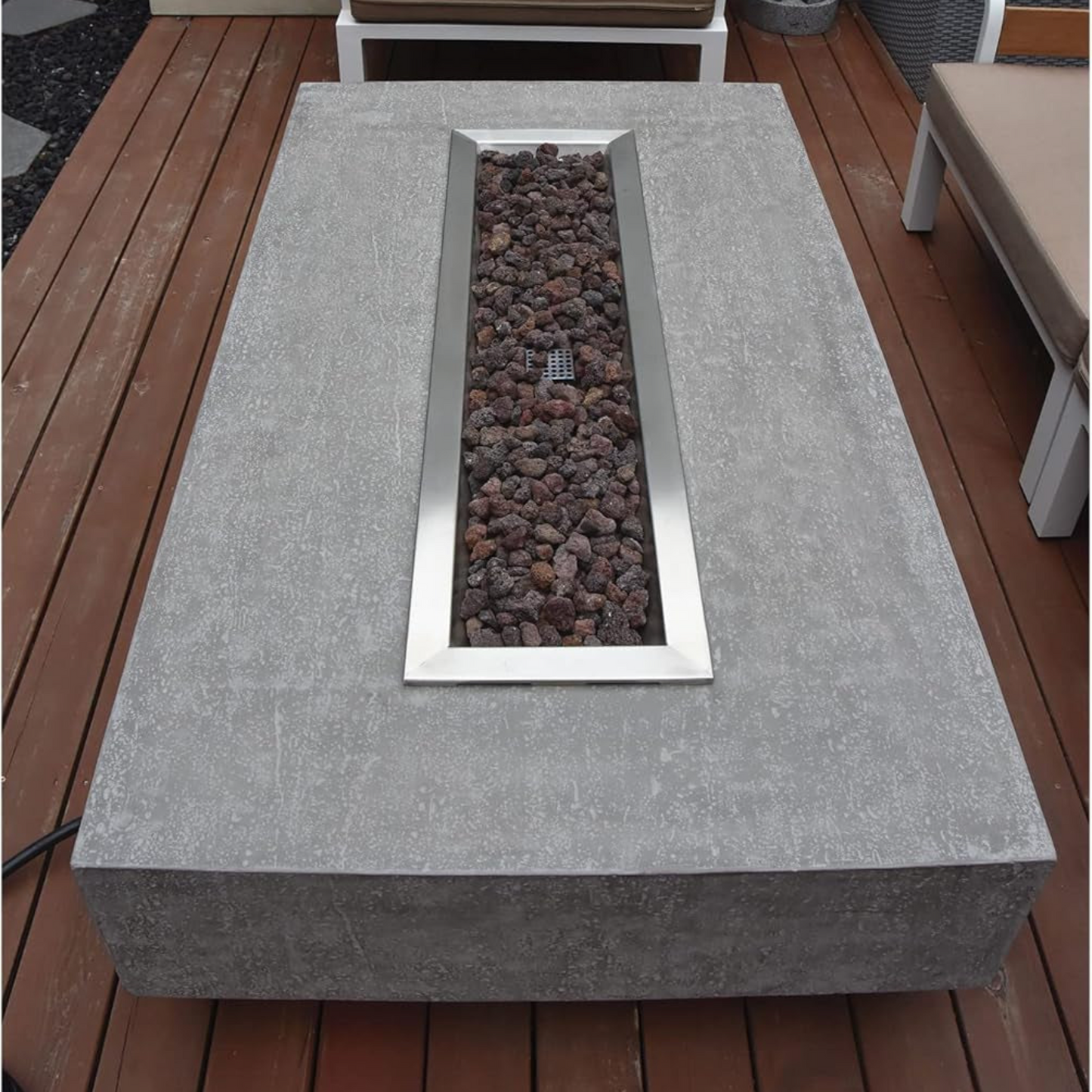 56"×32" Cast Concrete Fire Pit Table