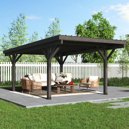 17"×12" Wood Gazebo – Flat Roof Design