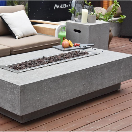 56"×32" Cast Concrete Fire Pit Table
