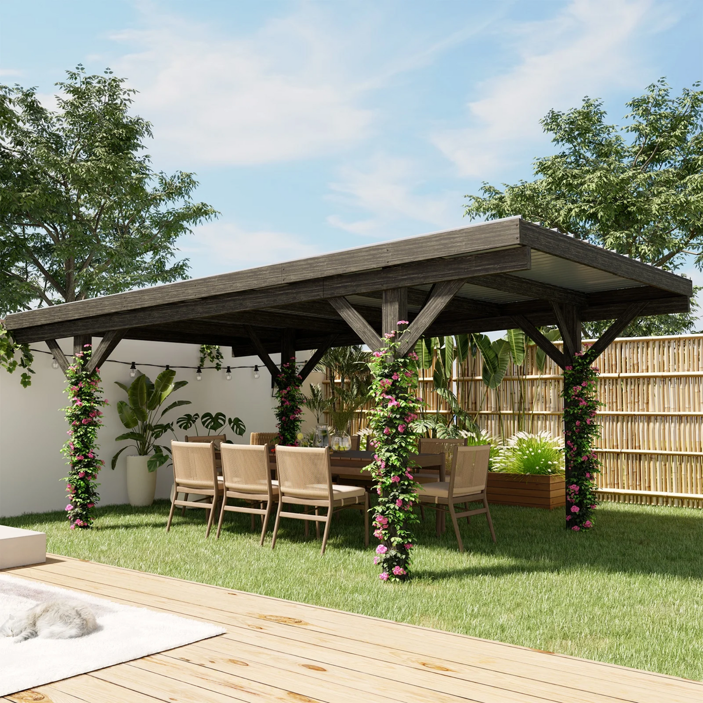 17"×12" Wood Gazebo – Flat Roof Design