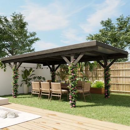 17"×12" Wood Gazebo – Flat Roof Design