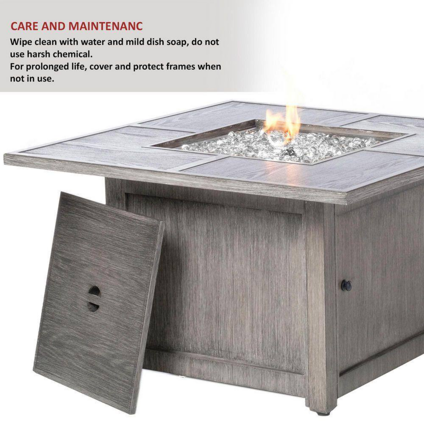 40"×25" Square Aluminum Fire Pit Table