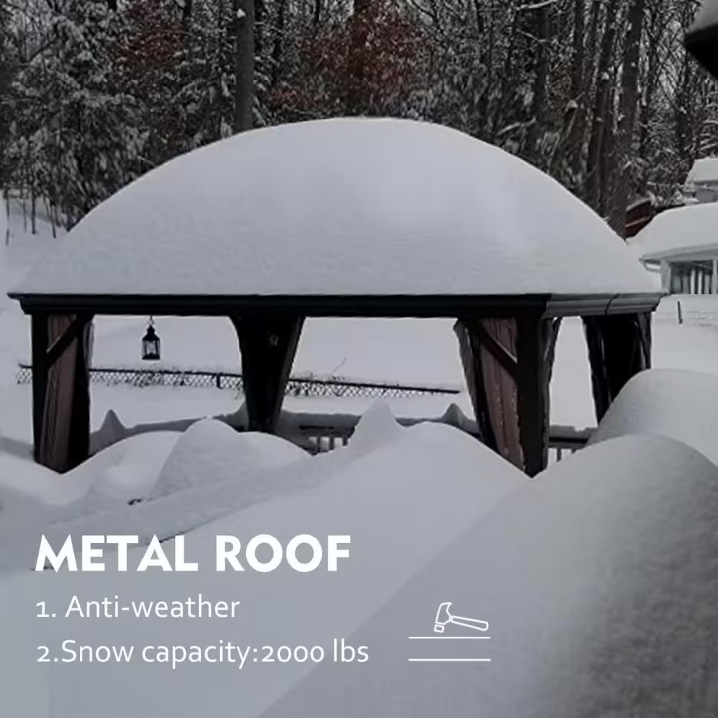 12"×16" Aluminum Hardtop Gazebo – Double Roof Design