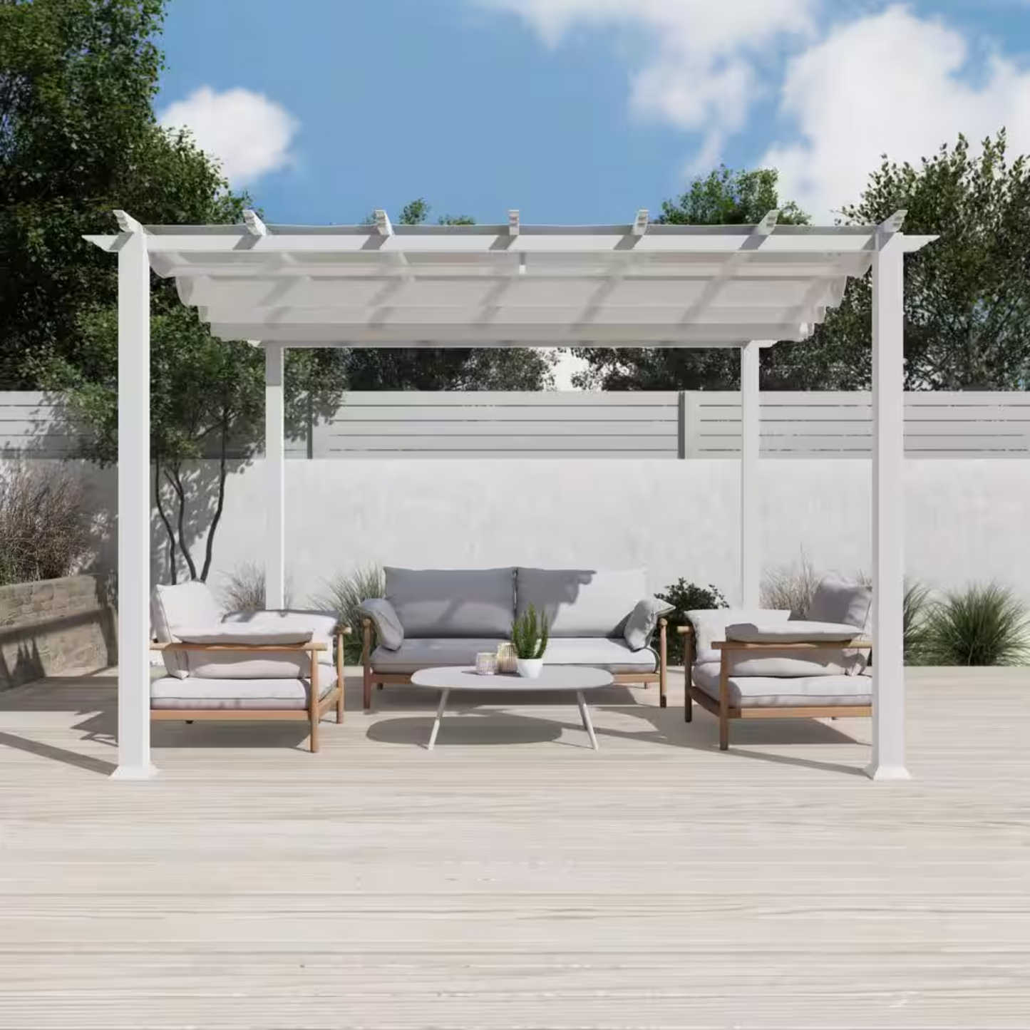 11"×11" Aluminum Pergola – White Frame with Canopy