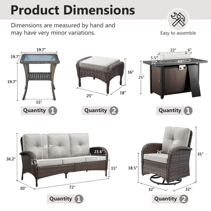 7-Piece Patio Furniture Set – Fire Pit Seating