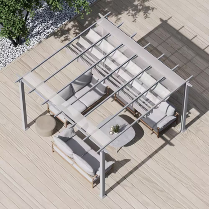 11"×11" Aluminum Pergola – White Frame with Canopy