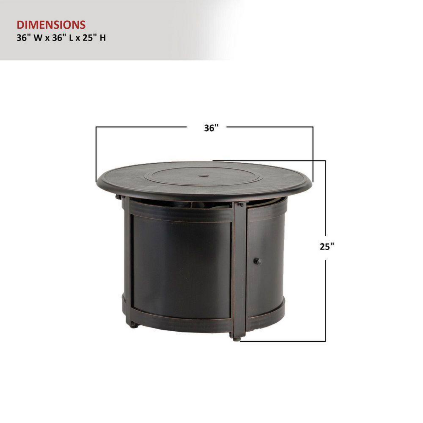 36″ Round Aluminum Fire Pit Table