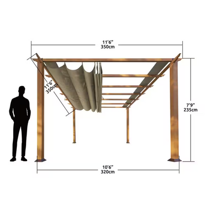 11"×11" Aluminum Pergola – Cedar Finish with Canopy