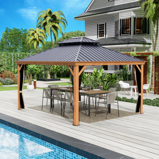 12"×18" Hardtop Gazebo – Double Roof Design