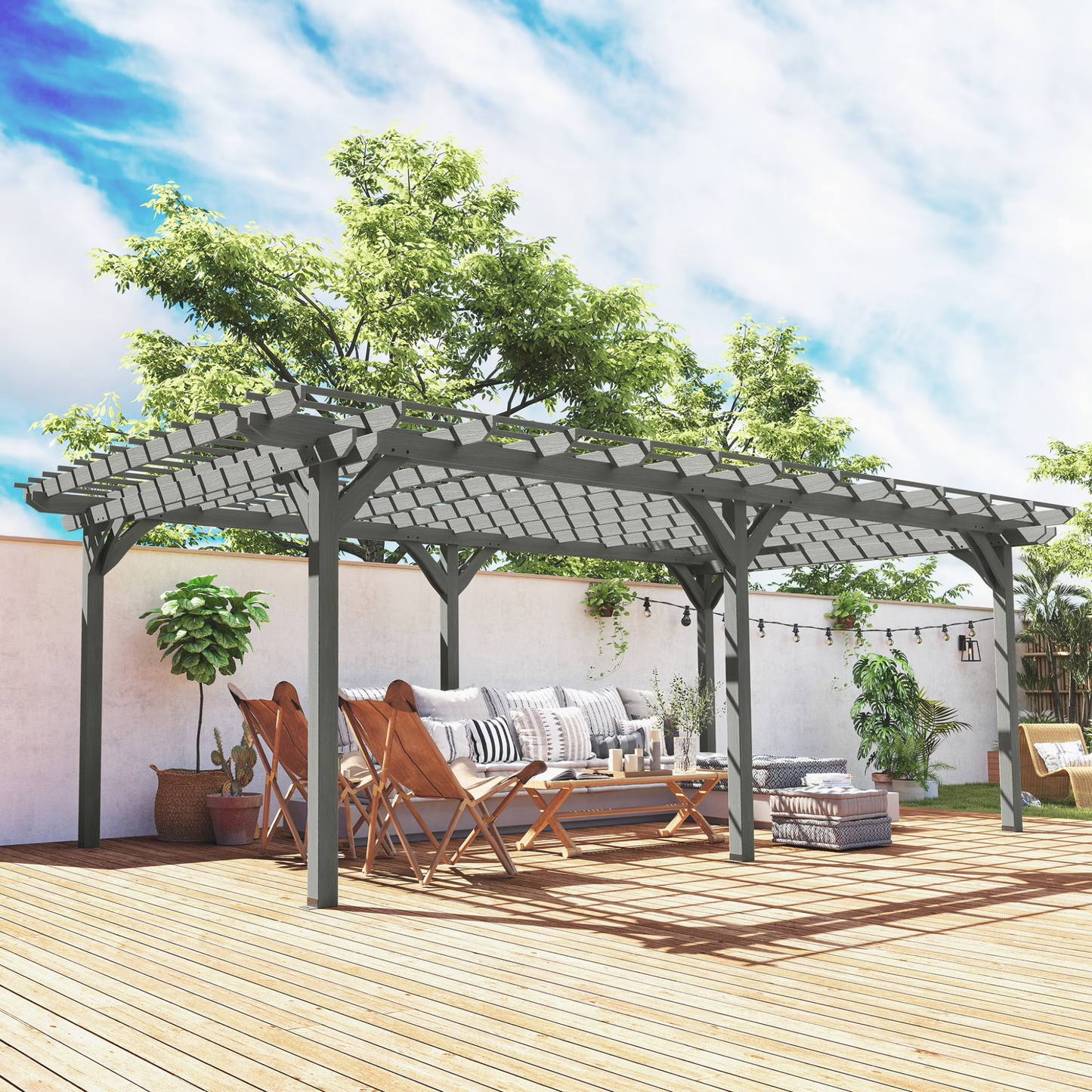 12"×20" Wood Pergola – Grape Trellis Style