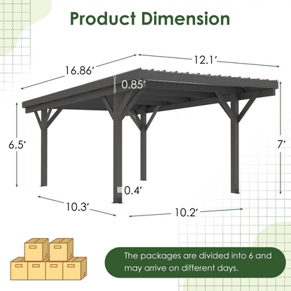 17"×12" Wood Gazebo – Flat Roof Design