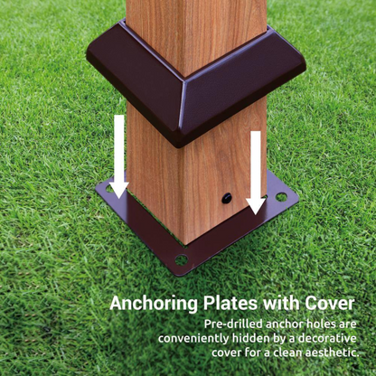 11"×11" Aluminum Pergola – Cedar Finish with Canopy