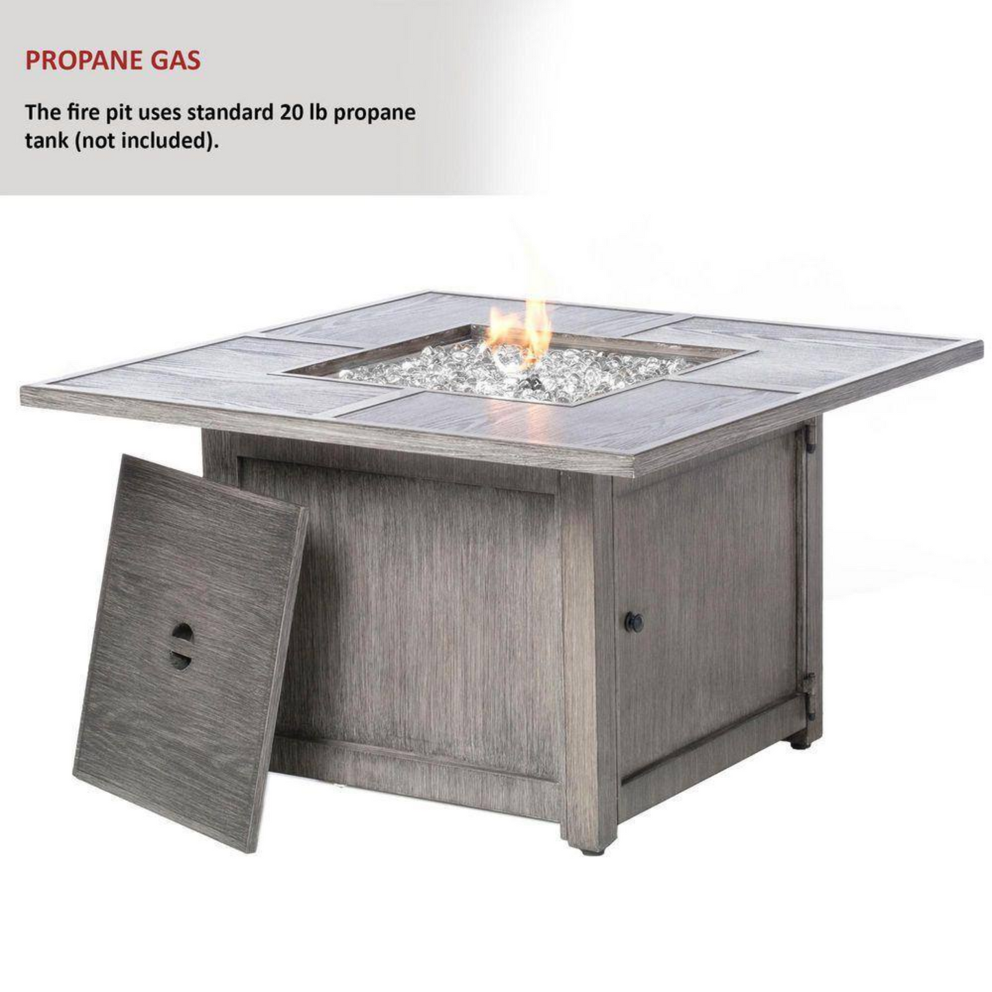 40"×25" Square Aluminum Fire Pit Table