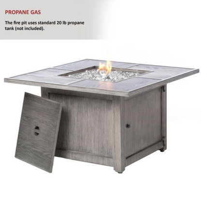 40"×25" Square Aluminum Fire Pit Table