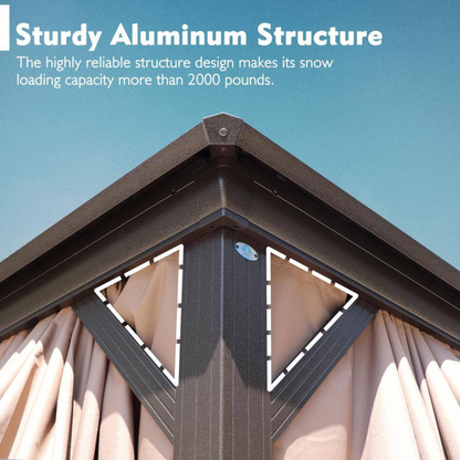 12"×16" Aluminum Hardtop Gazebo – Double Roof Design