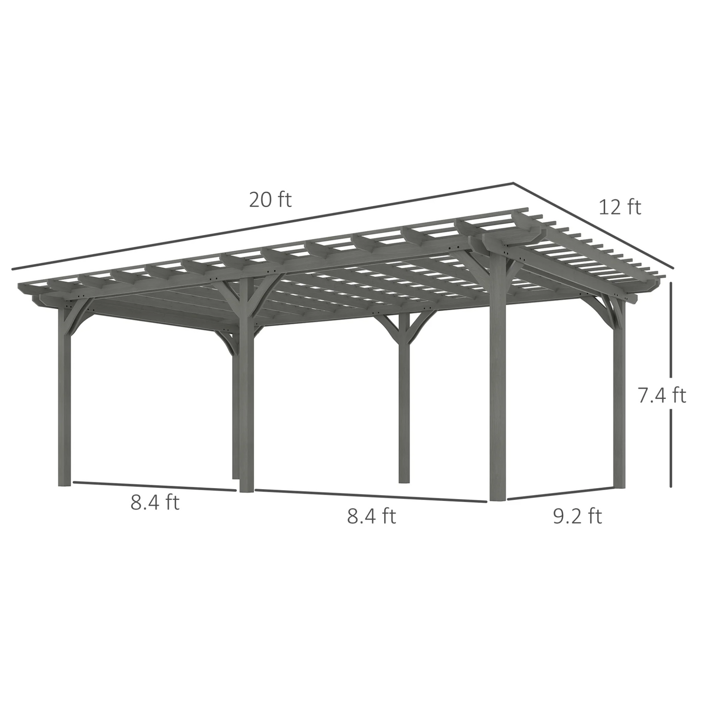 12"×20" Wood Pergola – Grape Trellis Style