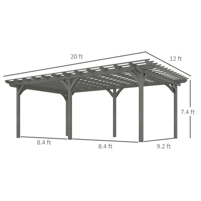 12"×20" Wood Pergola – Grape Trellis Style
