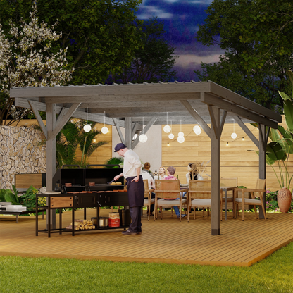 17"×12" Wood Gazebo – Flat Roof Design